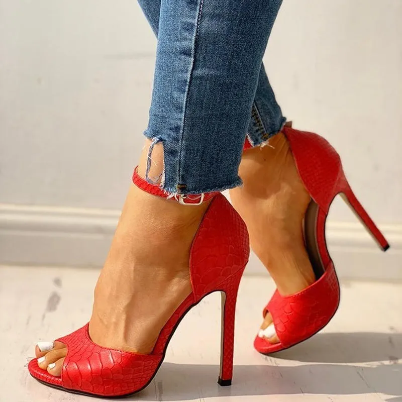 Stiletto Super Peep Toe Shoes Woman High Heels