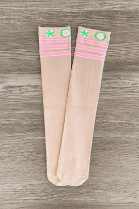 Tan Striped Candy Socks