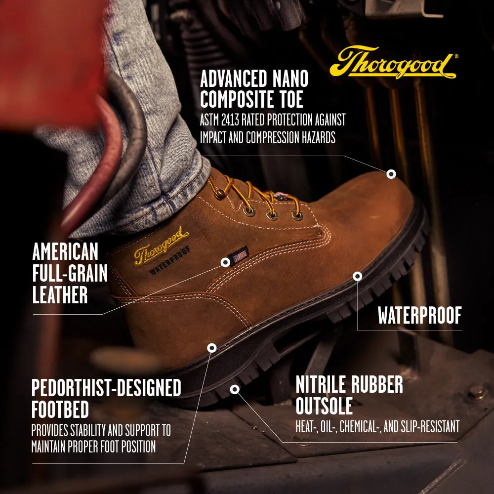 Thorogood Genesis Series 6 Inch Chestnut Nano Safety Toe Waterproof Boot