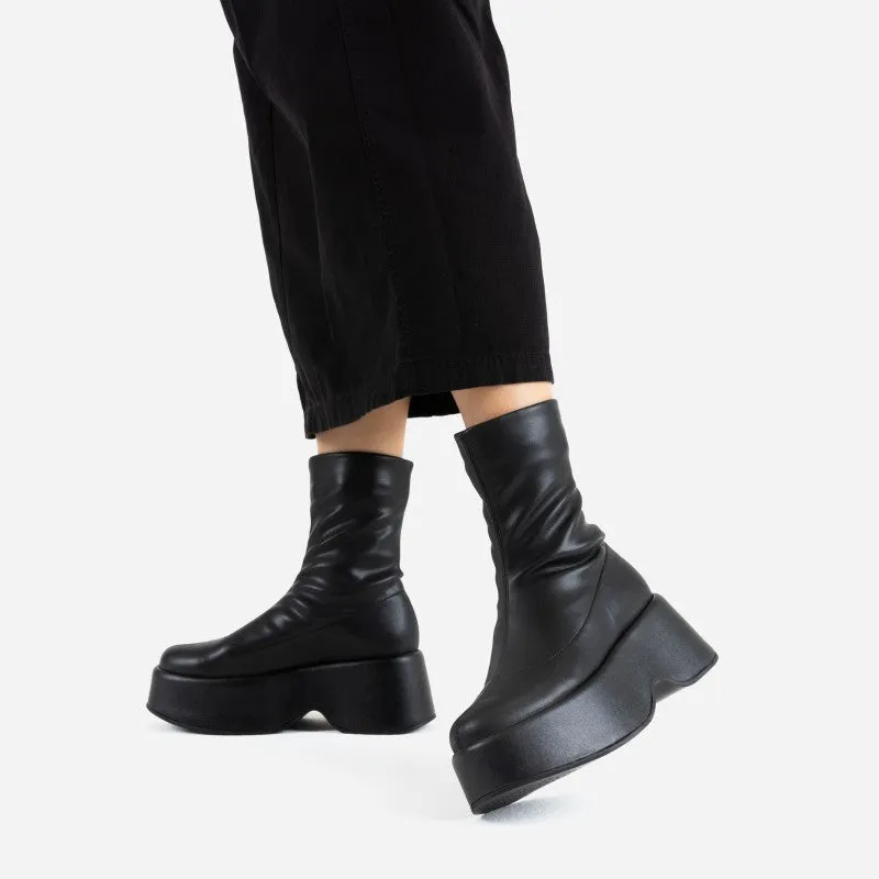 Tizzy Black Stretch Ankle Boots