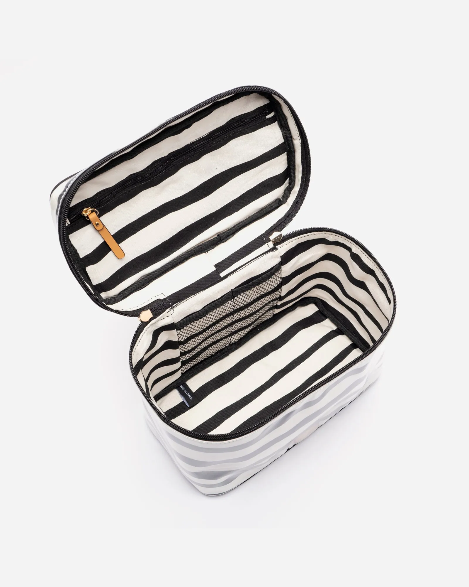 Train Case Cosmetic Painterly Stripe Black Oyster