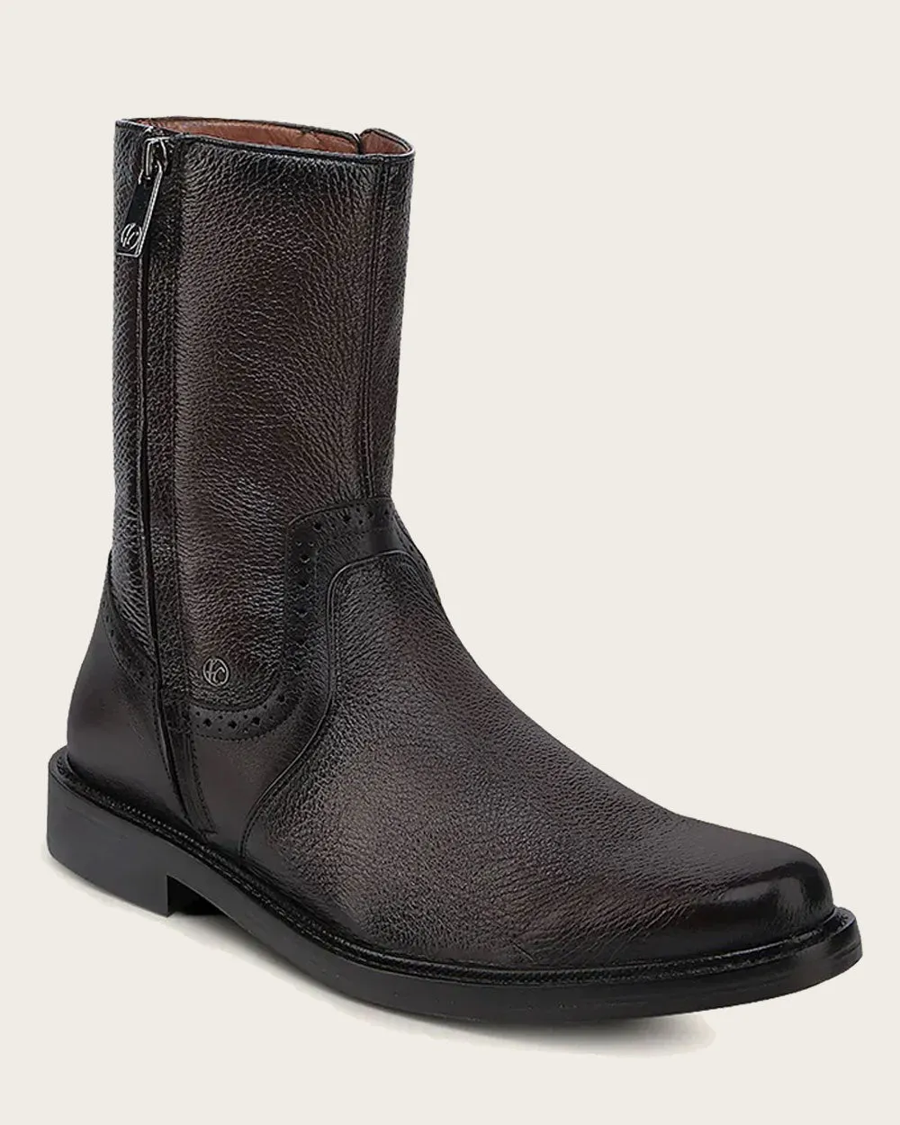 Urban dark brown boot with zippers