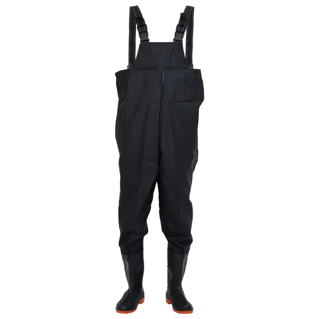 vidaXL Chest Waders with Boots Black Size 39