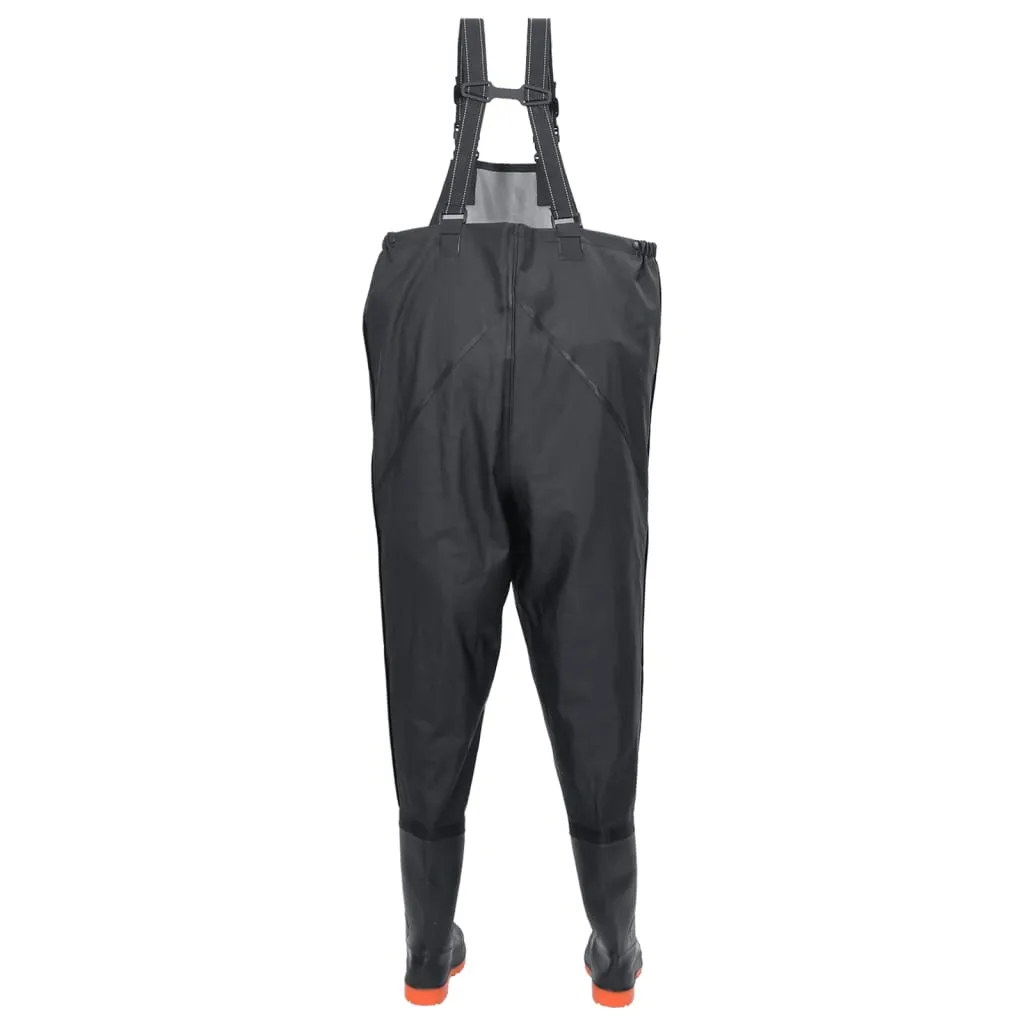 vidaXL Chest Waders with Boots Black Size 39