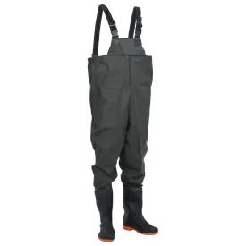 vidaXL Chest Waders with Boots Dark Green Size 45