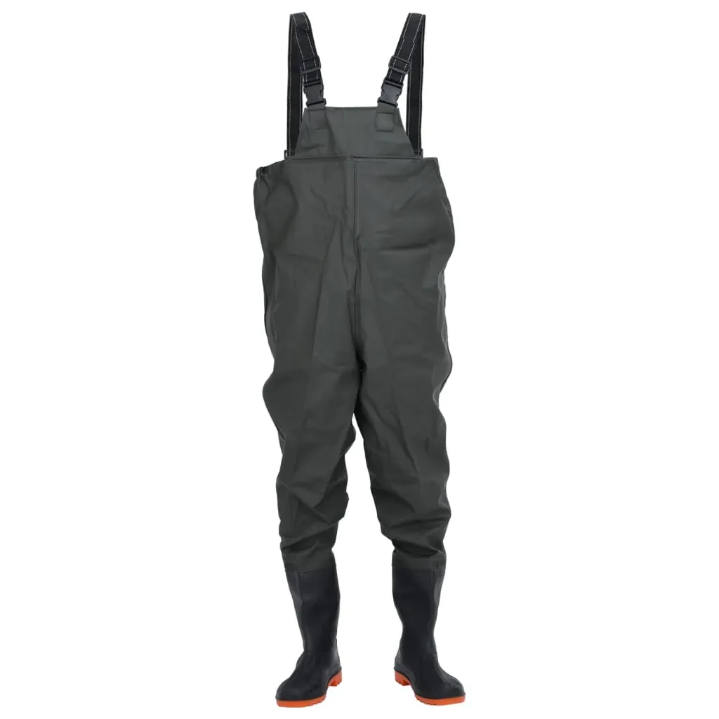 vidaXL Chest Waders with Boots Dark Green Size 45