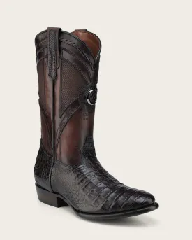 Western dark brown exotic cowboy boot