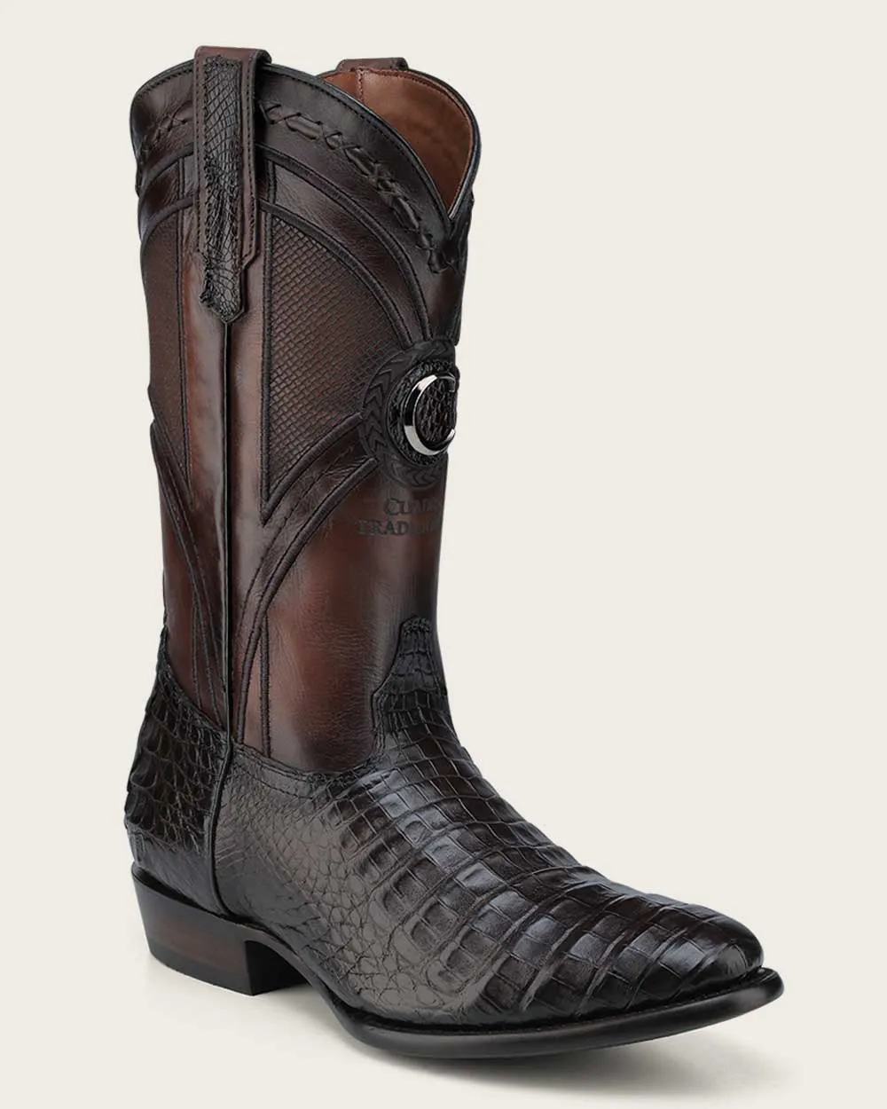 Western dark brown exotic cowboy boot