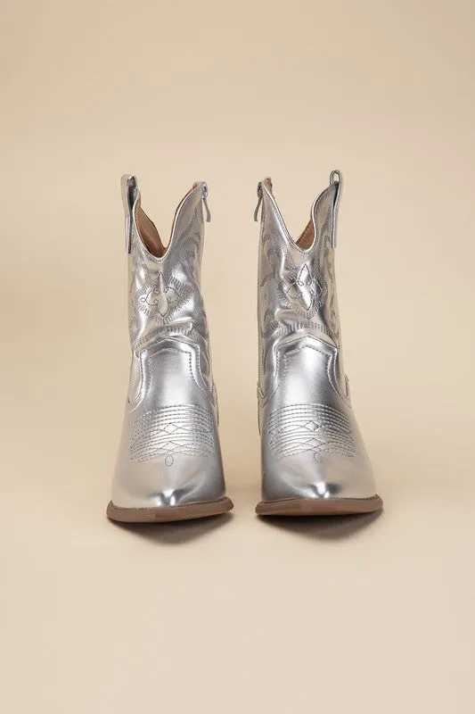 WILLA Metallic Western Booties