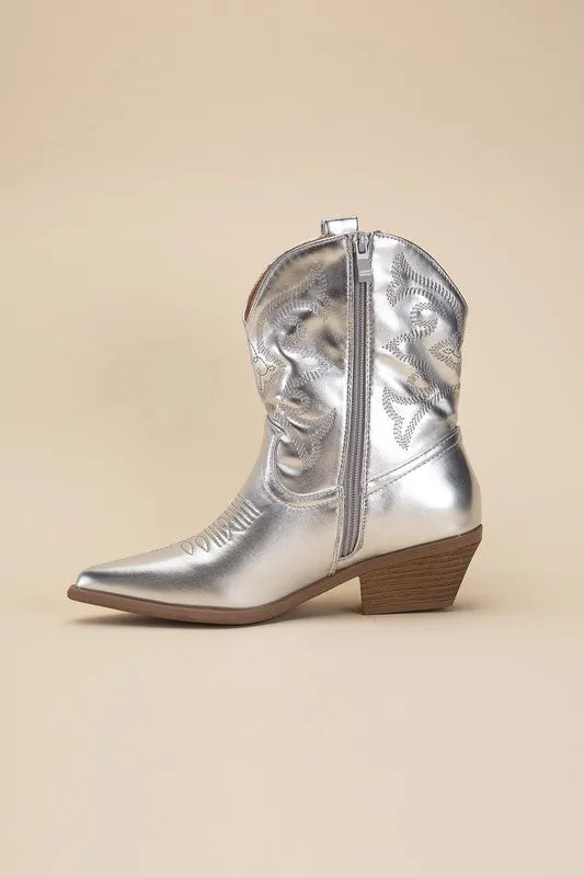 WILLA Metallic Western Booties