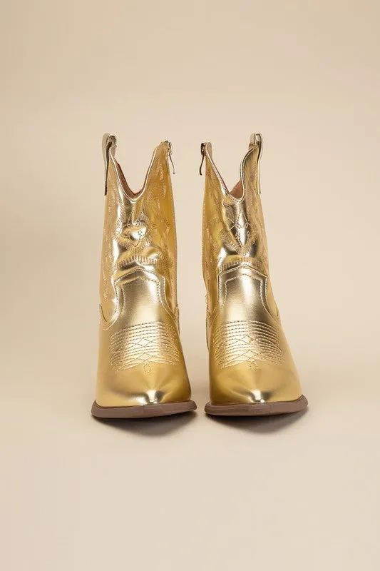 WILLA Metallic Western Booties