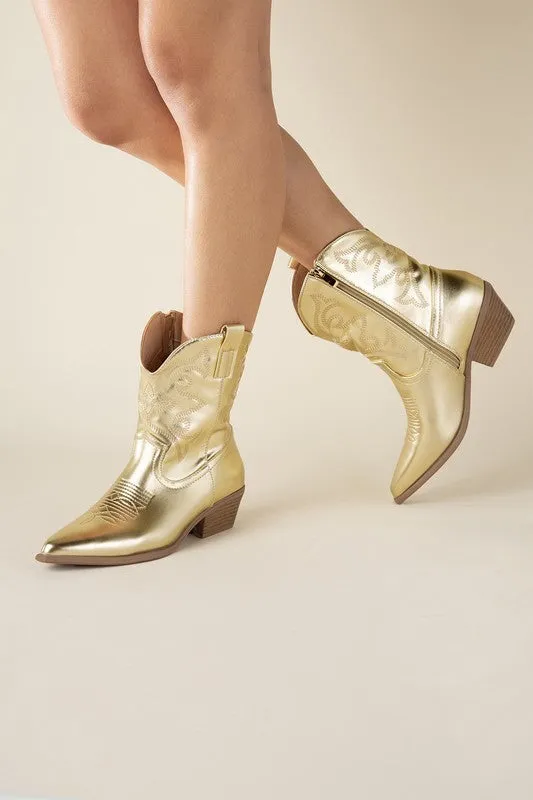 WILLA Metallic Western Booties