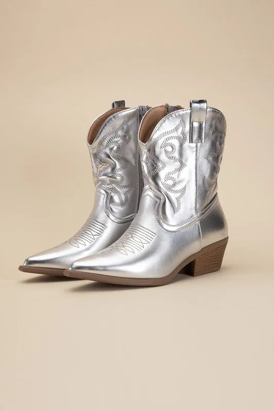 WILLA Metallic Western Booties