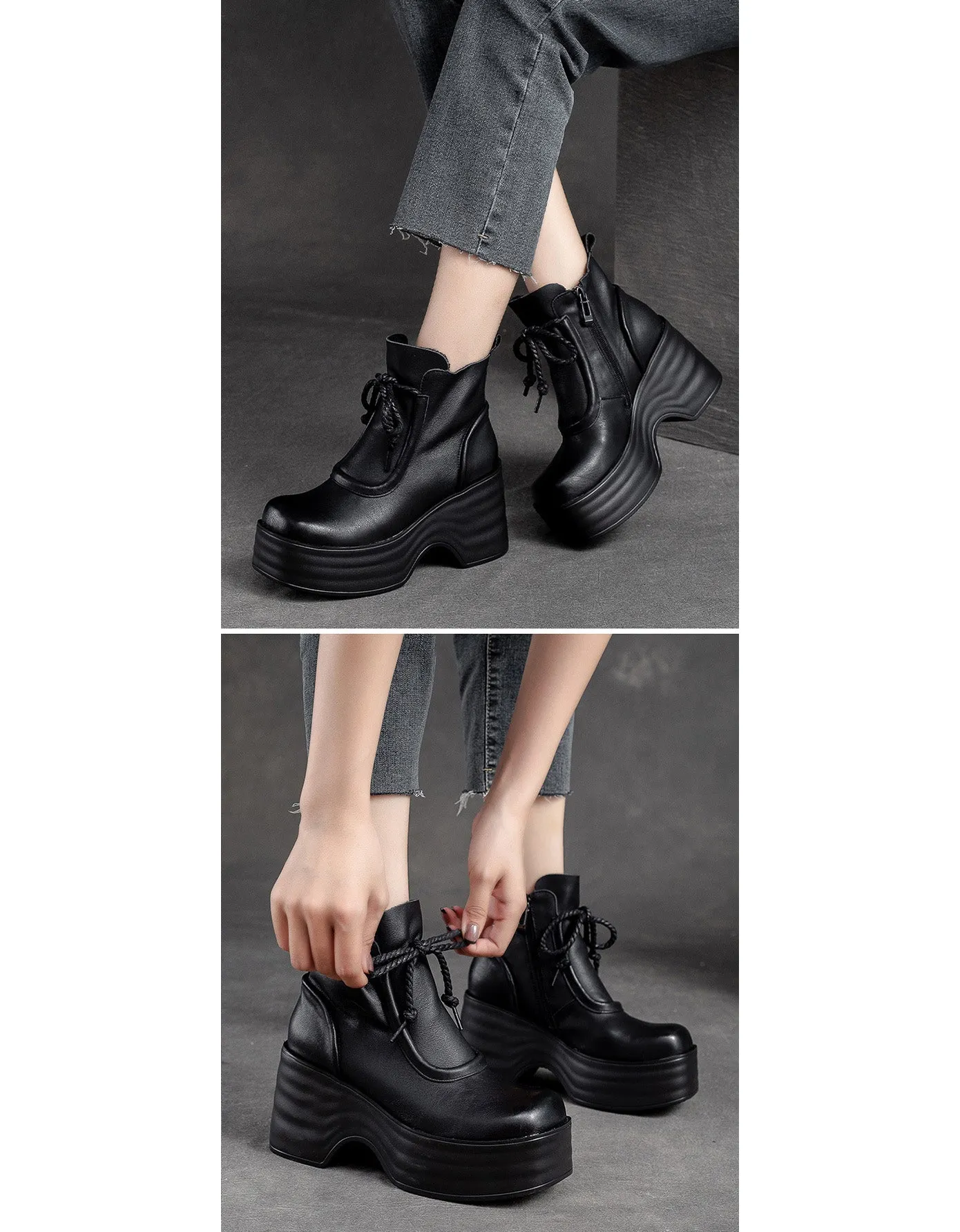 Winter Autumn Square Toe Comfortable Platform Boots