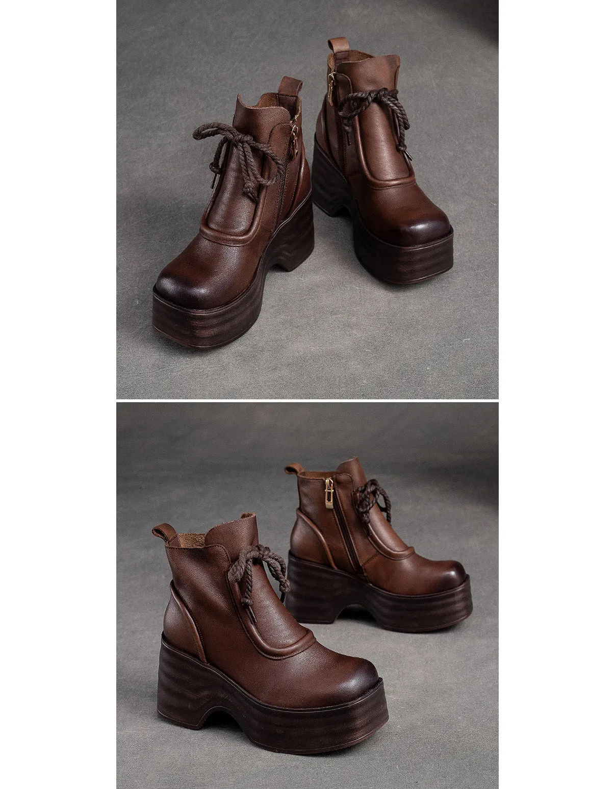 Winter Autumn Square Toe Comfortable Platform Boots