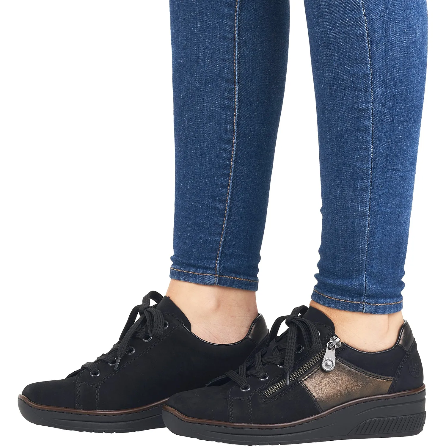 Women's Rieker 48700-00 Doris 00 Black/Antik Leather/Synthetic