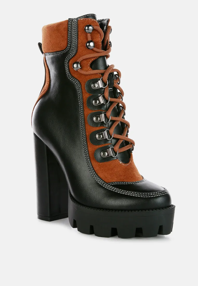 Yeti High Heel Lace Up Biker Boots